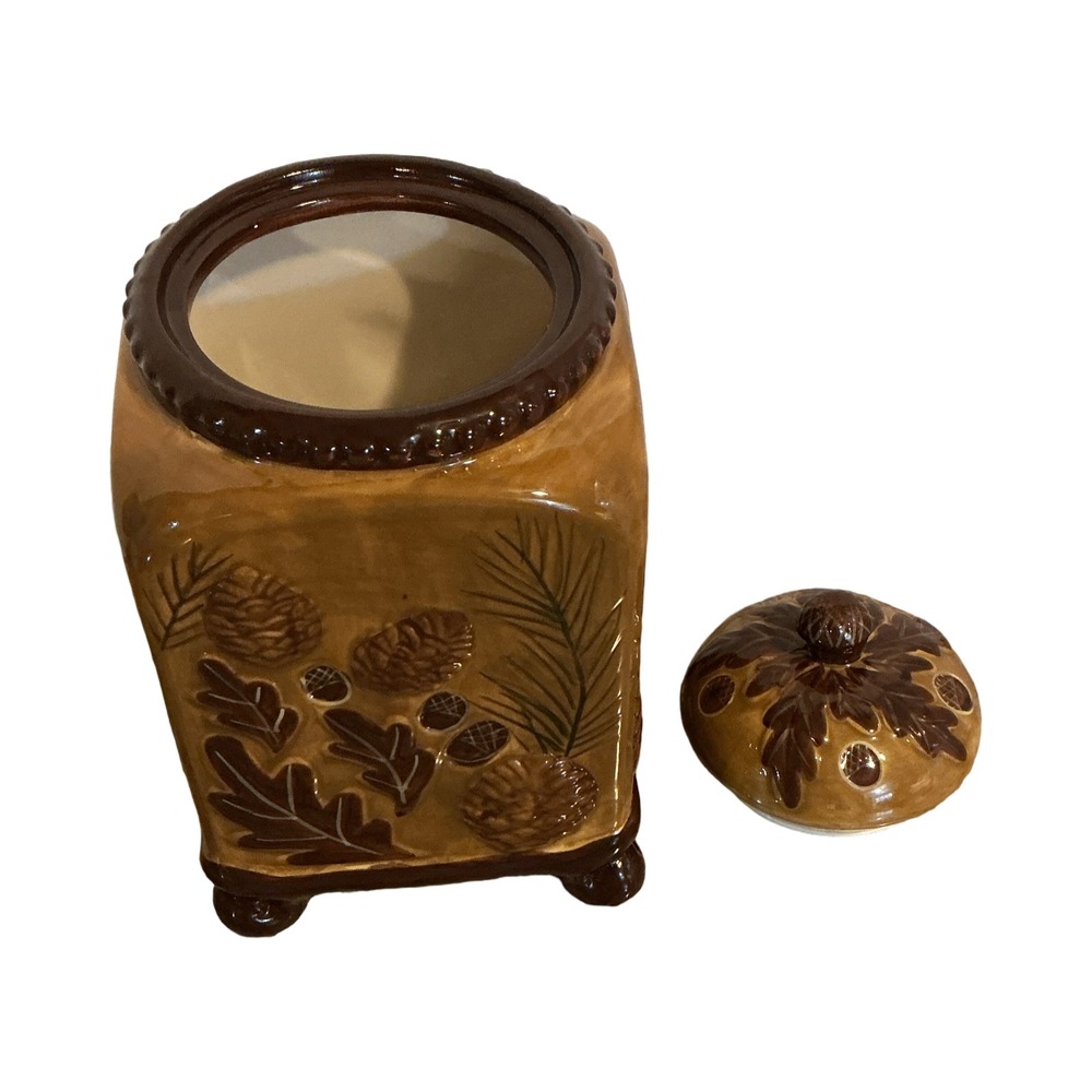 Heartfelt Kitchen Creations Ceramic Woodland Canister Pinecone Acorn Brown 9.5in - Picture 7 of 12